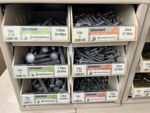 ASSORTED GALVANIZED CARRIAGE BOLTSLAG SCREWS WITH CABINET