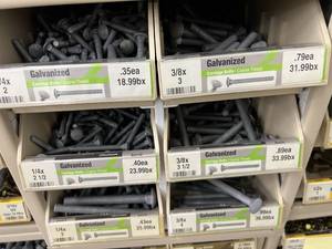 ASSORTED GALVANIZED CARRIAGE BOLTS AND CABINET