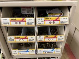 ASSORTED GRADE 8 HEX NUTSSTOP NUTSWASHERSCAP SCREWS AND CABINET