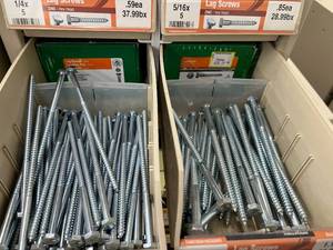 ASSORTED LAG SCREWS AND CABINET