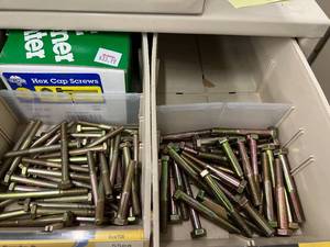 ASSORTED GRADE 8 HEX CAP SCREWS AND CABINET