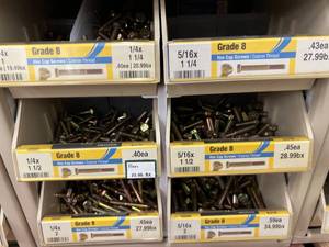 ASSORTED GRADE 8 HEX CAP SCREWS AND CABINET