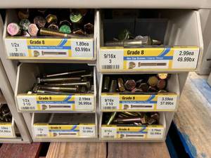 ASSORTED GRADE 8 HEX CAP SCREWS AND CABINET