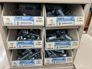 ASSORTED GRADE 5 HEX CAP SCREWS AND CABINET