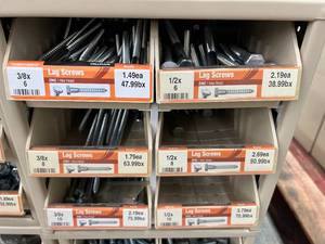 ASSORTED LAG SCREWS AND CABINET