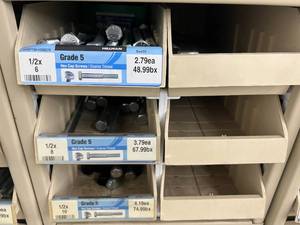 ASSORTED GRADE 5 HEX CAP SCREWS AND CABINET