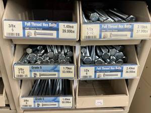 ASSORTED FULL THREAD HEX BOLTSGRADE 5 SCREWS AND CABINET