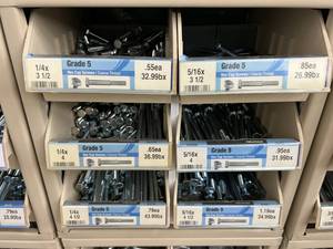 ASSORTED GRADE 5 HEX CAP SCREWS AND CABINET