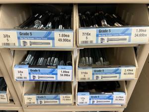 ASSORTED GRADE 5 HEX CAP SCREWS AND CABINET