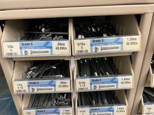 ASSORTED GRADE 5 HEX CAP SCREWS AND CABINET