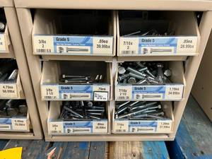 ASSORTED GRADE 5 HEX CAP SCREWS AND CABINET
