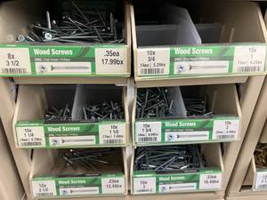 ASSORTED WOOD SCREWS AND CABINET