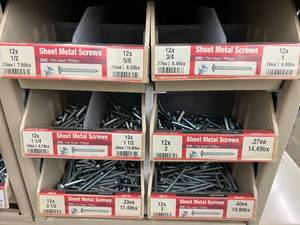 ASSORTED SHEET METAL SCREWS AND CABINET