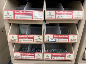 ASSORTED SHEET METAL SCREWS AND CABINET