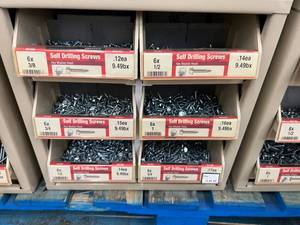 ASSORTED SELF DRILLING SCREWS AND CABINET