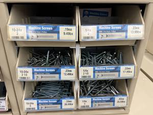 ASSORTED MACHINE SCREWS AND CABINET