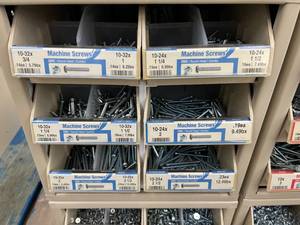 ASSORTED MACHINE SCREWS AND CABINET