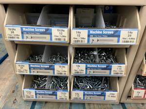 ASSORTED MACHINE SCREWS AND CABINET