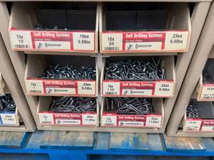 ASSORTED SELF DRILLING SCREWS AND CABINET