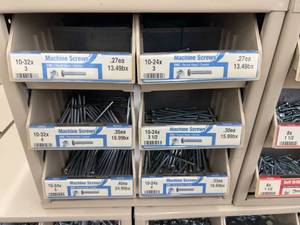 ASSORTED MACHINE SCREWS AND CABINET