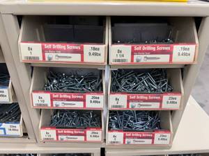 ASSORTED SELF DRILLING SCREWS AND CABINET