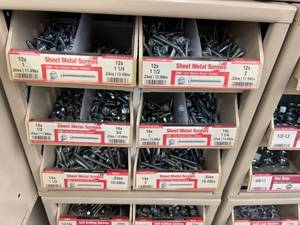 ASSORTED SHEET METAL SCREWS AND CABINET