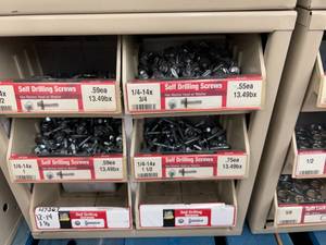 ASSORTED SELF DRILLING SCREWS AND CABINET