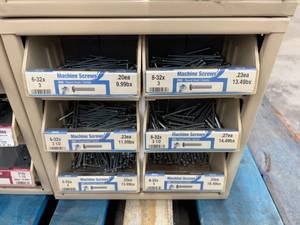 ASSORTED MACHINE SCREWS AND CABINET
