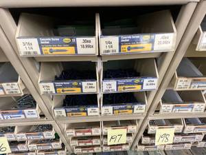 ASSORTED CONCRETE SCREWSANCHORS WITH CABINET