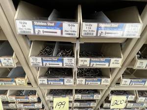 ASSORTED STAINLESS STEEL MACHINE SCREWS WITH CABINET