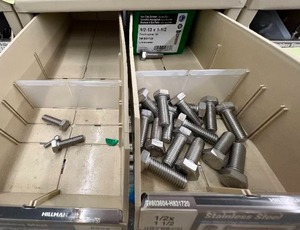 ASSORTED STAINLESS STEEL HEX HEAD CAP SCREWS WITH CABINET