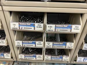 ASSORTED STAINLESS STEEL MACHINE SCREWS WITH CABINET