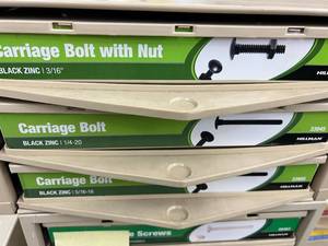 3 DRAWERCONTAINER ASSORTED CARRAIGE BOLTS WITH CABINET
