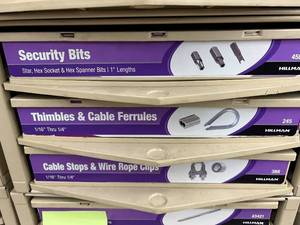 ASSORTED CABLE STOPSTUMBLERS SECURITY BIT PARTS WITH CABINET
