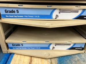 ASSORTED GRADE 5 HEX CAP SCREWS WITH CABINET