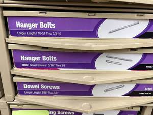 ASSORTED HANGER BOLTS WITH CABINET