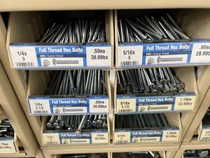 ASSORTED FULL THREAD HEX BOLTS WITH CABINET
