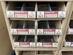 ASSORTED SHEET METAL SCREWS WITH CABINET