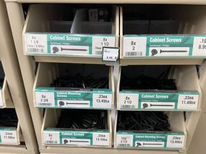 ASSORTED CABINET SCREWS WITH CABINET