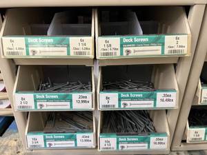 ASSORTED DECK SCREWS WITH CABINET
