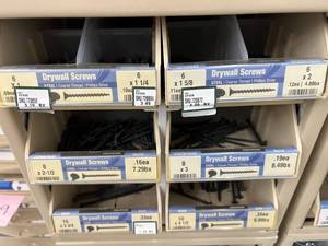 ASSORTED DRYWALL SCREWS WITH CABINET