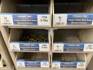 ASSORTED EXTERIOR WOOD SCREWS WITH CABINET