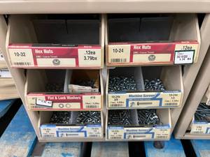 ASSORTED NUTS,WASHERS,SCREWS WITH CABINET