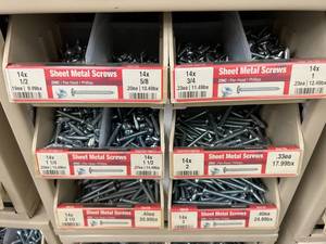 ASSORTED SHEET METAL SCREWS WITH CABINET