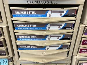 ASSORTED STAINLESS STEEL HEX HEAD CAP SCREWS WITH CABINET