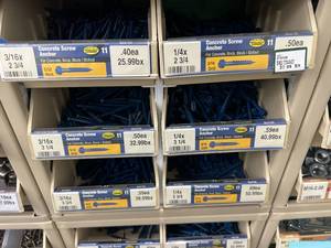 ASSORTED CONCRETE SCREWS ANCHORS WITH CABINET