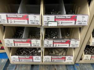 ASSORTED STAINLESS STEEL SCREWS WITH CABINET