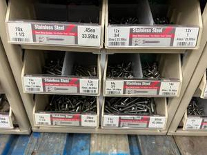 ASSORTED STAINLESS STEEL SHEET METAL SCREWS WITH CABINET