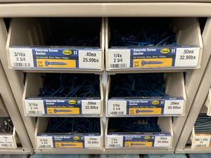 ASSORTED CONCRETE SCREWS WITH CABINET
