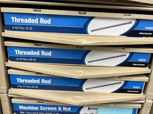 3 DRAWER CABINET WITH ASSORTED THREADED RODS